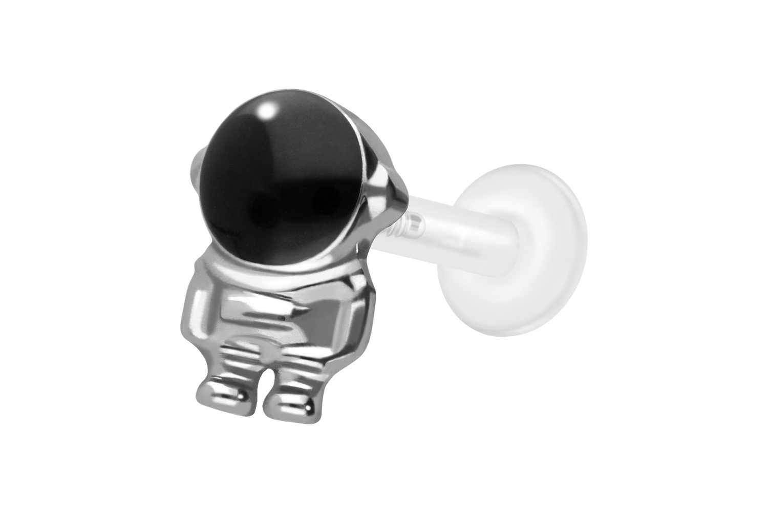 PTFE Labret Piercing mit Innengewinde + Titan-Aufsatz ASTRONAUT
